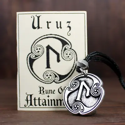 Pewter Uruz Vitality Rune Pendant Norse Viking Asatru Talisman Ur Uruz Necklace • $19.99