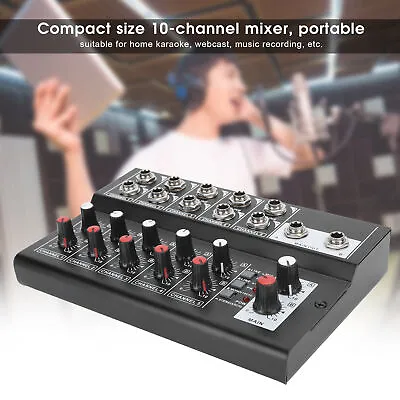 100‑240V 10‑Channel Stereo Sound Mixer Karaoke Mic Amplifier Console( GDS • £39.55