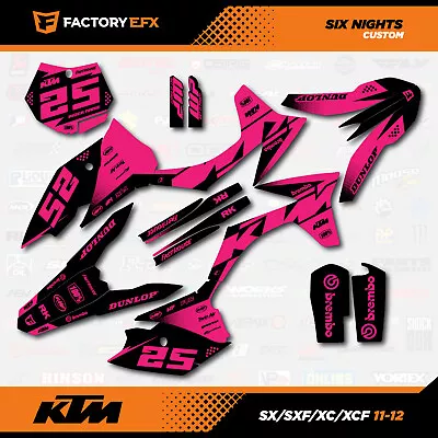 Black & Pink Racing Graphics Kit Fits KTM 11-12 SX SXF XC XCF 125 250 450 6N • $93.74