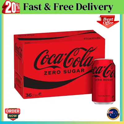 Coca-Cola Zero Sugar Soft Drink Multipack Cans (36 X 375mL) Bulk Value Coke Pack • $67.88