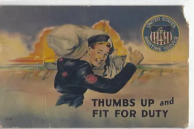 United States Maritime Service 1943 Mail Thumbs Up Fit 4 Duty Navy Used Postcard • $2.99