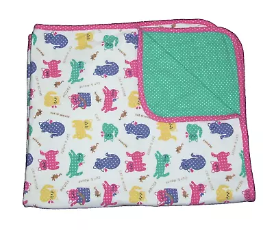 VTG Gymboree Cat Mouse Polka Dot Baby Blanket Green Pink Purple Yellow • $299.95