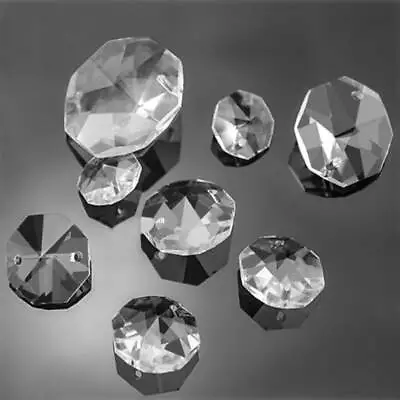 £8.34 • Buy 2 Hole Octagon Prism Clear Faceted Crystal Glass 6mm~30mm Connectors Beads Lot