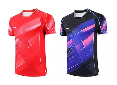 NEW Li-Ning Men's Badminton T-Shirts Table Tennis Clothes Sports Tops • £22.79