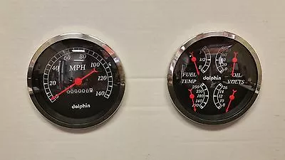 5 “ Quad Black Mech Street Rod Gauge Set INCLUDING 5' Tach HOT ROD UNIVER       • $340