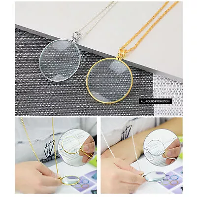 Magnifier Jewelry Lens Pendant Loupe Chain Monocle Necklace Magnifying Glass • $8.64