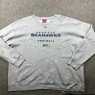 VTG Seattle Seahawks Sweatshirt Mens 2XL Gray Pullover Spell Out * • $19.42