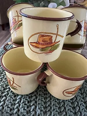 7 Vintage Monterrey Western Ware Enamelware Cup Mug Cowboy • $27