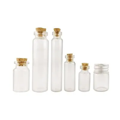 Mini Glass Bottles With Cork Lid Vial Favours Test Tube • £3.79