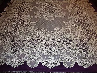 Lace Tablecloth  White Flower Trellis Design  60  X 84   • $37.99