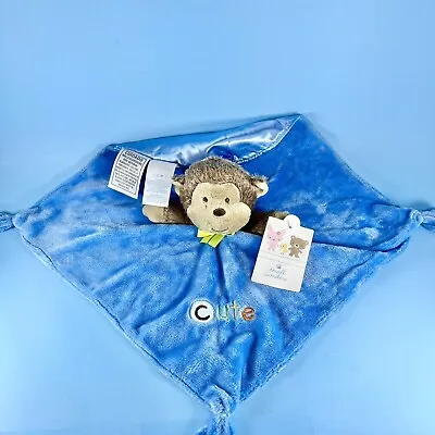 Small Wonders Monkey Cute Blue Plush Satin Baby Boy Security Blanket Lovey • $23.81