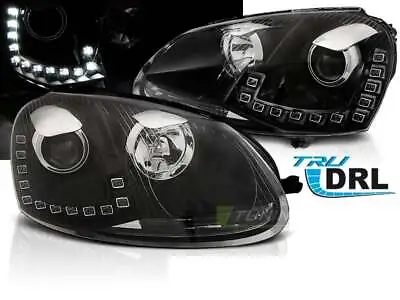 Pair Of Headlights LED Real DRL For VW GOLF 5 V 03-09 Black CA LPVWM6 XINO CA • $476.96