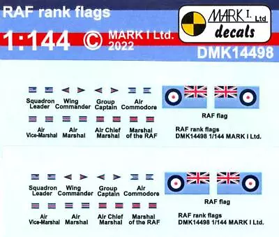 Mark I Decals 1/144 BRITISH RAF RANK FLAGS 2 SETS! • $4.99