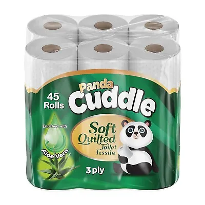 Quilted 3 Ply Panda Cuddle Soft Toilet Tissue Aloe Vera - 9 | 18 | 45 |90 Rolls • £9.99