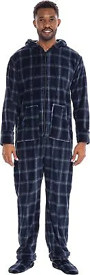 Alexander Del Rossa Men's Warm Fleece One Piece Hooded Footed Pajamas Adult One • $96.65