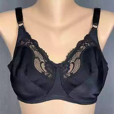 Vintage Lilyette 811 Size 34D Unlined Full Coverage Underwire Bra Lace Black • £22.37