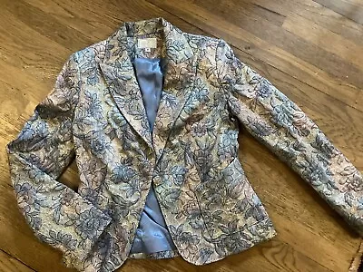 ALBERTO MAKALI Vintage Metallic Gold Embroidered Boho Blazer Jacket Women's 6 • $44.99