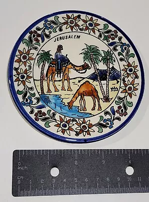 Jerusalem Camels Hand Painted Ceramic Plate 5.  Vintage Wall Decor. • $5.98