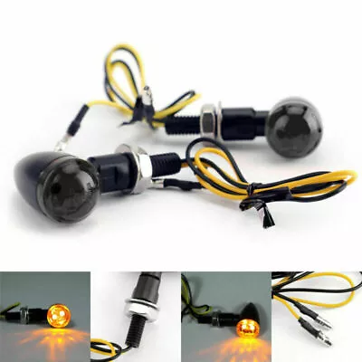 Universal Black Mini Bullet Spherical Len Turn Signal Indicator LightSmoke T9 • £11.98