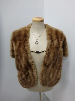 Brown Mink Fur Coat Jacket CAPE One Size Women's 27425 • $49