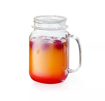 PLASTIC MASON JARS DRINKING GLASSES WITH HANDLES 16 OUNCE CLEAR ( Set Of 12) • $30