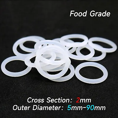 £1.50 • Buy 10Pcs Food Grade Clear Silicone Rubber O Rings 5mm - 90mm Outer Dia 2.0mm Thick