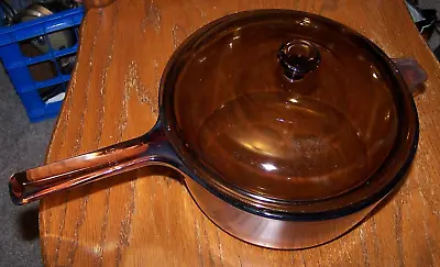 Corning Vision Amber Glass Cookware Saucepan Pot With Lid 2.5L • $20