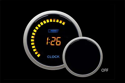 12 Volt Digital Clock 52mm 2 1/16  Amber LCD 12hr / 24hr • $58