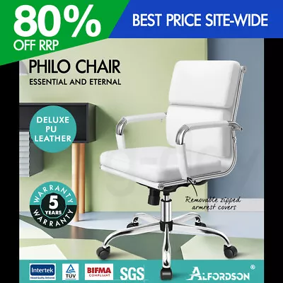 ALFORDSON Office Chair Ergonomic Paddings Executive Computer Work Seat Mid Back • $139.95