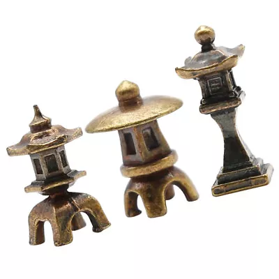 3PCS Zen Asian Decor Miniature Copper Pagoda Statue Pagoda Lantern • $11.62