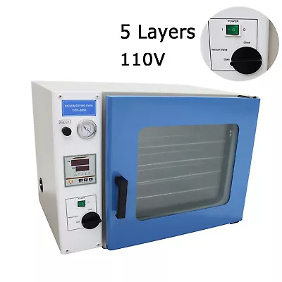 110V 1.9Cu Ft Laboratory Heating Cabinet Vacuum Drying Oven 5 Layers 50~250℃ • $1558.99