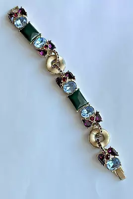 Vintage Gold Multi-color Stone Tennis Bracelet • $2.99