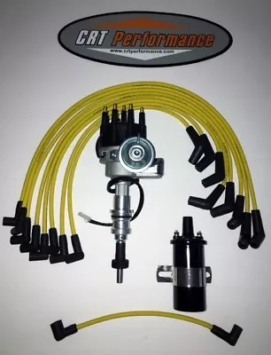 SMALL BLOCK FORD SBF 289-302 Small HEI Distributor + 45K COIL +  PLUG WIRES USA • $157.93