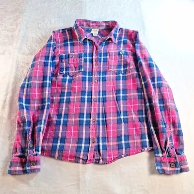 Mossimo Supply Co. Women's Button Down Blue/Pink Long Sleeve Flannel Size Large • $12