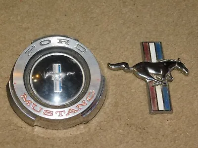 1965 Ford Mustang Chrome Twist On Gas Cap W/ Cable & EMBLEM Badge Sign SET ORG. • $21.49