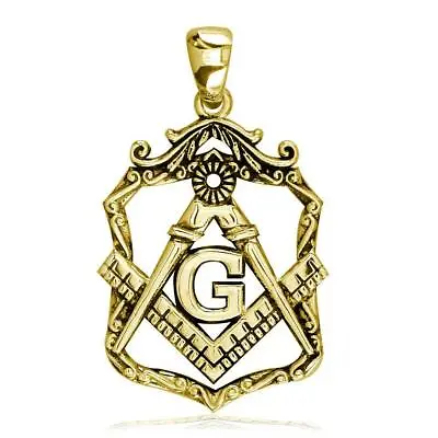 Large Open Masonic Initial G Charm In 18k Yellow Gold • $1155