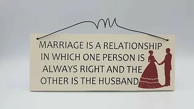 Hanging Marriage Plaque Wedding Wooden Wall Sign Shabby Chic Gift Idea Novelty • £2.99