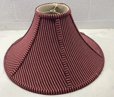 Vintage Country French Lamp Shade Fabric Red White Striped Shabby Chic 17” Wide • $44.99