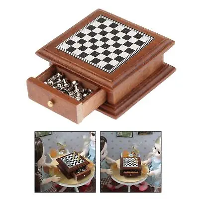 Set Scale Dollhouse Miniatures Chess Game Accessories Miniature ChessBoard 1:12 • $9.83