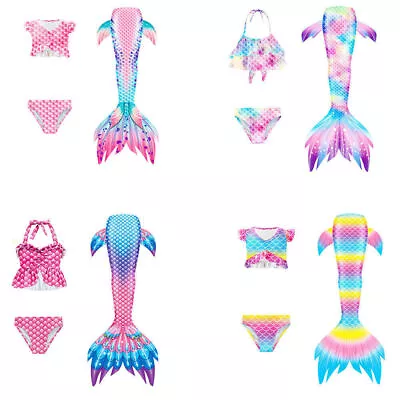 £12.99 • Buy Girls Mermaid Tail Bikini Set Summer Swimsuit Holiday Swimwear Bathing Suit NEW