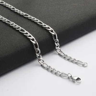 2.8/3.6/4.5/5/6/7mm Wholesale Stainless Steel Figaro Curb Chain Necklace 16-36'' • $6.40