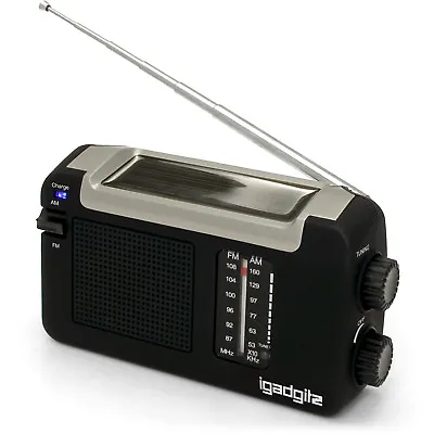 Dynamo Wind Up Solar & USB Rechargeable Portable AM FM Radio + 3 Year Warranty • £17.99