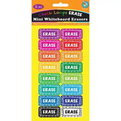 Ashley Productions Non-Magnetic Mini Whiteboard Erasers Chalk Loops Pack Of 16 • $23.49