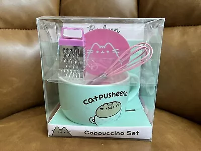 Pusheen Mug With Stencil Whisk Grater Cat Cappuccino Set Large Mug Cup Unused • £12