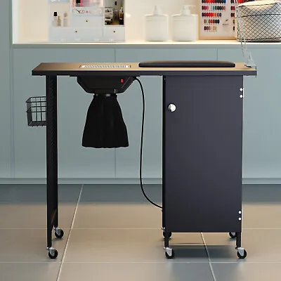 Black Professional Manicure Table Salon Nail Station Beauty Desk +Dust Collector • £155.95