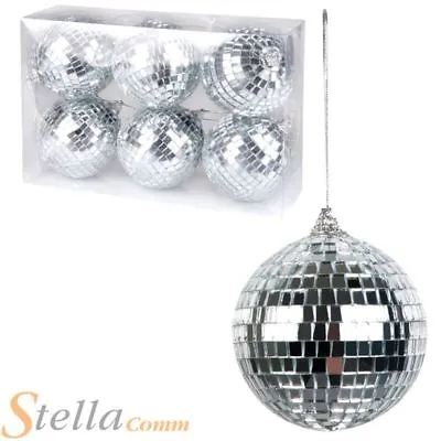 Set Of 6 Mini Disco Balls 8cm Diameter 70s Wedding Fancy Dress Party Decoration • £10.49
