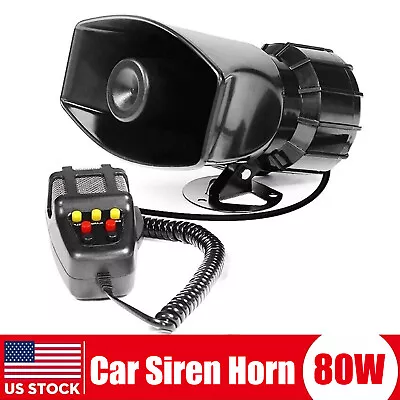 80W 12V Car Truck Warning Siren Horn Loud Speaker+Mic System 7 Tone Sound Y8J5 • $16.62