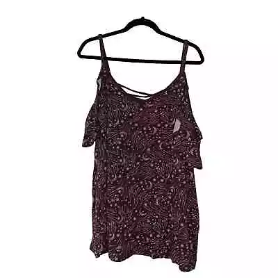 Torrid Super Soft Knits Plum Moon And Star Print Cold Shoulder Tank Plus Size 3 • $19.99