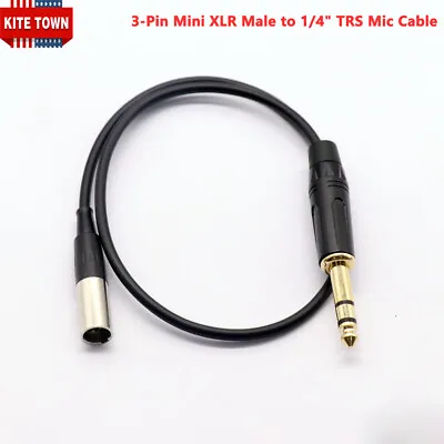 3-Pin Mini XLR Male To 1/4  TRS Balanced Lavalier Microphone Interconnect Cable • $10.44