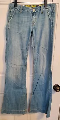 Miss Me Wide Leg Flare Low Rise Denim Jeans JP4480 Eden Light Distress - Size 27 • $22.90